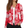 thumbnail image 4 of Women's Fashion Christmas Print Casual Zip-Up Long-Sleeve Hooded Jacket, for Outdoor Activities and Daily Use,Watermelon Red,2XL, 4 of 6