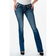 thumbnail image 2 of Grace in LA Women's Wing Star Faux Flap Pocket Embroidered Stretch Bootcut Jeans (25, Blue), 2 of 3