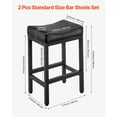 thumbnail image 5 of KFFKFF Set of 2 PU Leather Bar Stools, 25-inch Counter Height Saddle-Seat with Metal Legs, Backless Design for Kitchen, Dining Room, Cafe, Easy-to-Assemble, Black, 5 of 9
