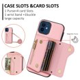 thumbnail image 2 of Wallet Case for iPhone 11, Classic Lychee Texture PU Leather Purse Case with Accordion Card Slots, Protective Crossbody Flip Cover with Zipper Shoulder Strap Lanyard for iPhone 11, Pink, 2 of 8