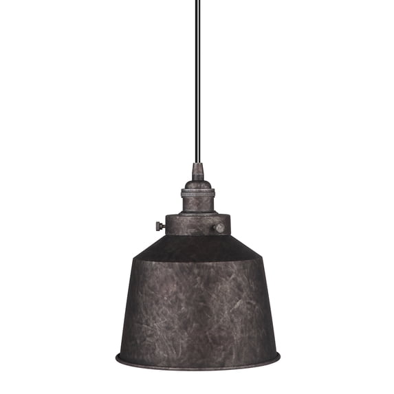Instant Pendant Recessed Light Conversion Kit Rustic Iron Metal Dome Shade