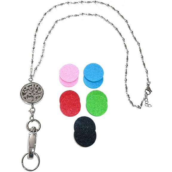 Hidden Hollow Beads Aromatherapy Locket Lanyard - ID Badge Holder - Aromatherapy Diffuser - Non-Breakaway Style (Stronger)