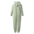 thumbnail image 6 of dazeni Toddler Boys Girls Cute Plush Sherpa Onesies Pajamas Fluzzy Fleece One Piece Romper with Bear Ear Hood Zipper Hooded Jumpsuit Sleepwear Playsuit Green, 6 of 6