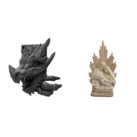 Dualoai Classic Christian Catholic Dragon Sculpture Resin Statue Figurine for Home Decoration Office Table Bookshelf Living Room Cabinet