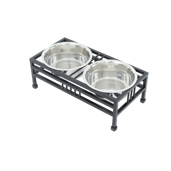 Iconic Pet Elevated Rectangular pet double diner - Medium - 32 Oz