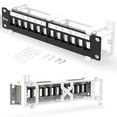 thumbnail image 1 of Soporte de pared Patch Panel Enmane de 12 puertos en blanco Keystone, 10 pulgadas, 1 of 7