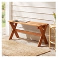 thumbnail image 2 of 36" Outdoor Wood Bench - Solid Hardwood Patio Dining Bench for 2, Teak Oil Finish, 2 of 8