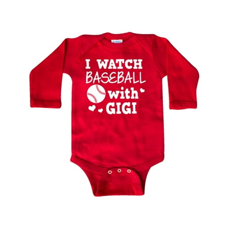

Inktastic I Watch Baseball with My Gigi Gift Baby Boy or Baby Girl Long Sleeve Bodysuit