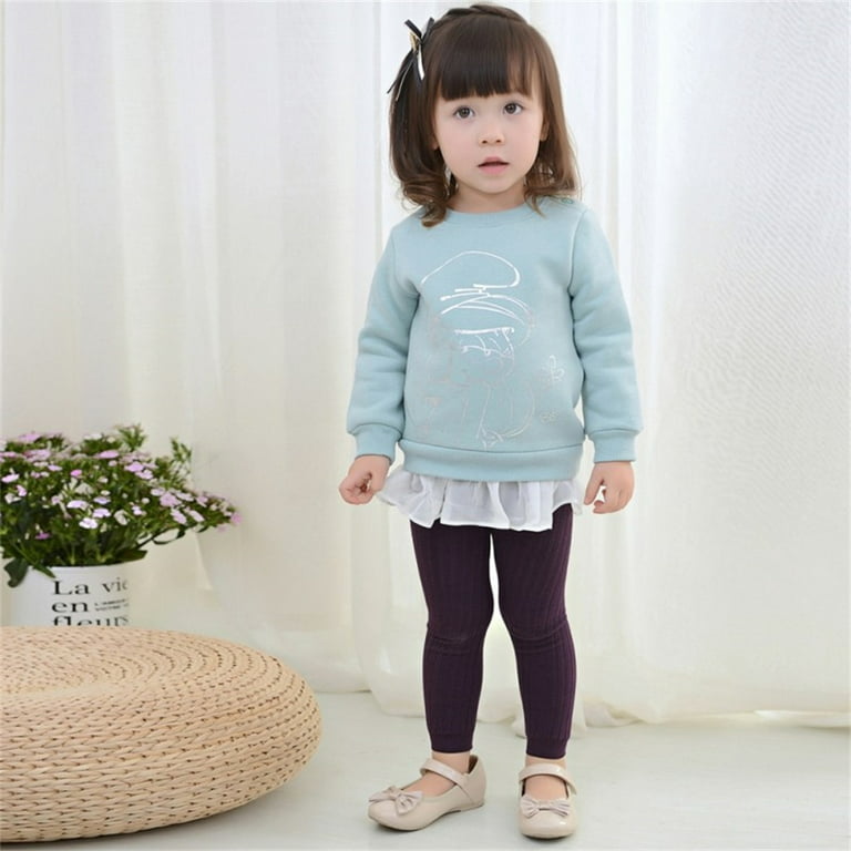 Maxcozy Kids Baby Girls Cable Knit Leggings Toddler Footless Long Pants  Purple 0-1 Years