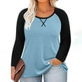 thumbnail image 5 of Diufon Plus Size Long Sleeve Tops for Women Fall Fashion Color Block Crewneck Top Casual Loose Basic Shirts, 5 of 7