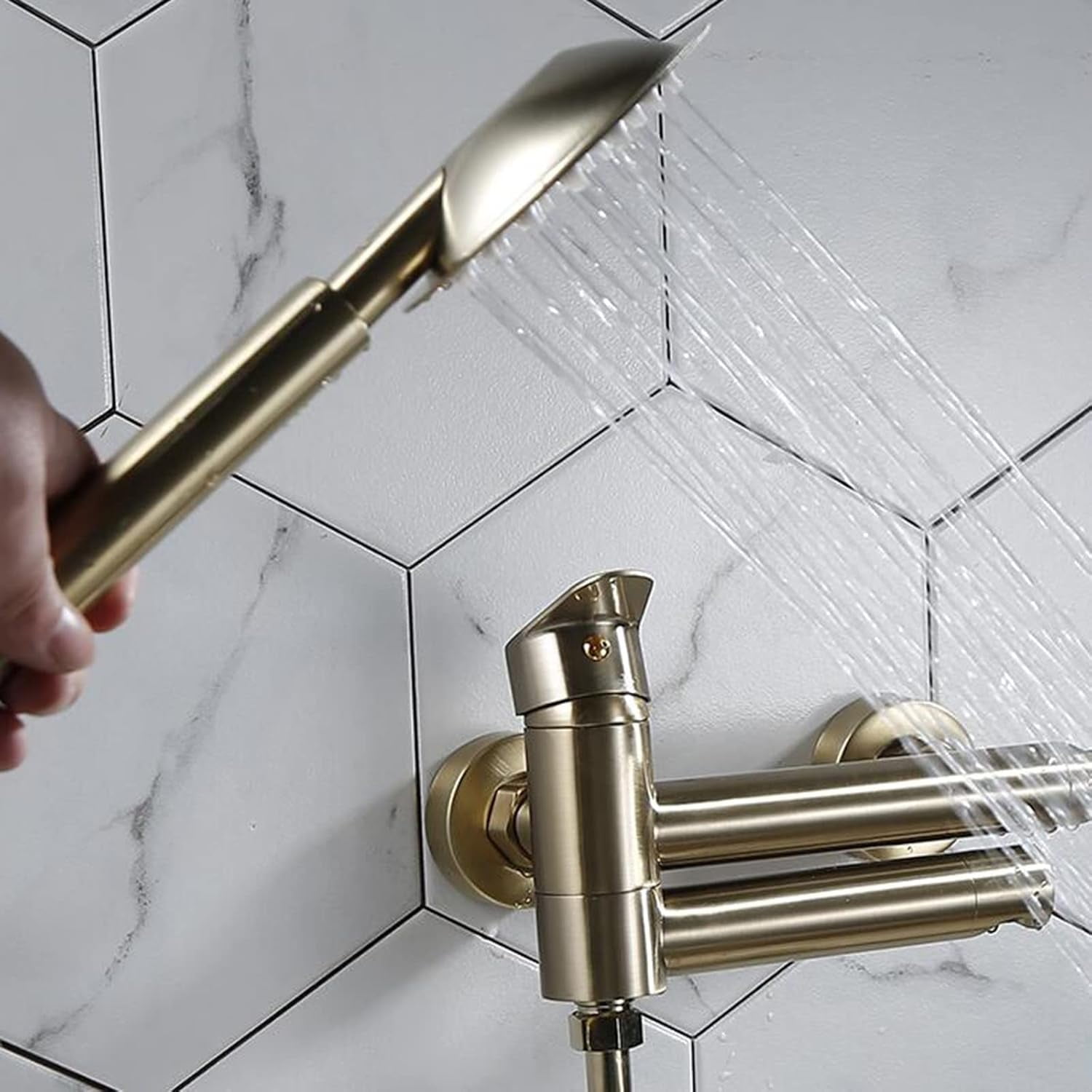 Bathtub Faucet with Handheld Shower Brushed Gold Bathtub Faucet Brass Bathroom Shower Faucet