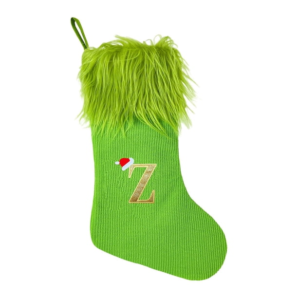 Medias de Navidad Adorno colgante para de Navidad Adorno navideño Decoración portátil para el hogar Calcetines 3D Bolsas de regalo para chimenea Letra Z