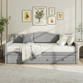 thumbnail image 4 of Costway Twin Size Daybed with Trundle Solid Wood Sofa Bed with Slats Support Guest Bed Gray, 4 of 10