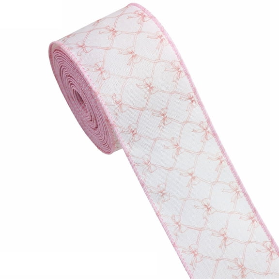 COM1950s Wired Ribbon With Floral Print, Flexible Wired Edge Ribbon for Bow Making, Decorative Ribbon for Gift Wrapping, Wreath Making, and DIY Crafts