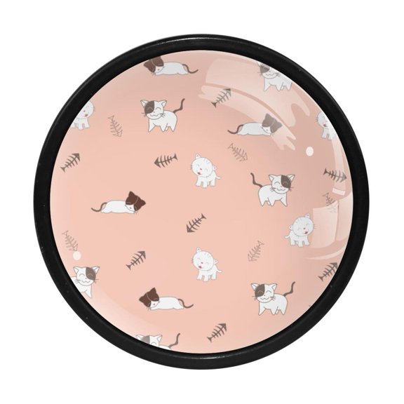 4 Pcs Cat Knobs for Kitchen Cabinet Cupboard Dresser Bookcase Drawer Pulls Handles Round Home Decor