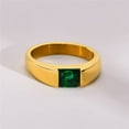 thumbnail image 3 of PAMTIER Women's Stainless Steel Domen Simple Gold Plated Green Square Crystal Cubic Zirconia Inlay Stackable Ring Wedding Band Comfort Fit Size 8, 3 of 6