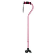 Pink  Adjustable Cane for Women - Lightweight & Sturdy Offset Walking Stick - w/Quadruple Tip - Mobility Aid for Elderly, Seniors