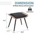 thumbnail image 3 of JOIVI Outdoor Wicker Ottoman Set of 2, Patio Rattan Ottomans with Seat Cushions, 2 Pieces Footrest Seat for Outside Garden, Balcony, Living Room, Black, 3 of 6