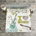 thumbnail image 3 of Ambesonne Popstar Party Quilted Bedspread Set 3 Pcs, Love Music Sketch, Queen Size, Khaki Pale Blue Brown, 3 of 3