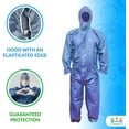 thumbnail image 3 of Disposable Coveralls for Men/Women Medium, Blue Hazmat Suits Disposable, SMS PP Medical Protective Suit Disposable, Painters Suit with Hood, Front Zip, Elastic Cuffs, and Ankles, No Pocket, 3 of 7
