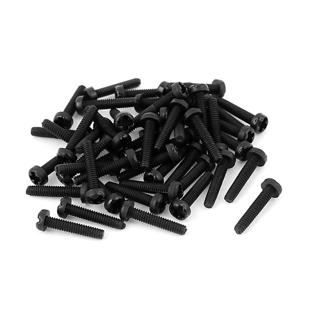 Unique Bargains M2 x 10mm Plastic Phillips Cross Pan Head Machine Screws Black 50 PCS