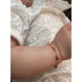 thumbnail image 3 of 18K Solid Yellow Gold Two Red Enamel Lady Bug ID Bracelet 5.5 inch with extra ring at 4.80 inch, 3 of 5