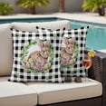 thumbnail image 5 of Easter Rabbit Pillow Covers 2 Pack Spring Green Leaf Plant Colorful Easter Eggs Black Buffalo Plaid Pillowcase Waterproof Outdoor Throw Pillow Cover for Patio Garden Square Cushion 18”x18”, 5 of 9