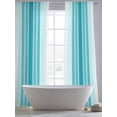 thumbnail image 5 of Sheer Curtains 96 Inches Long 2 Panels, Watercolor Ocean Turquoise Line Rod Pocket Curtain Voile Draperies, Modern Geometrical Stripe Art Light Filtering Window Treatment for Living Room, 5 of 8