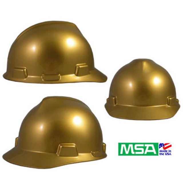 MSA VGard Cap Style Metallic Gold Hard Hats w/ Ratchet Suspension