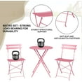 thumbnail image 3 of Ensemble Bistro d'Extérieur 3 Pcs, Table Ronde et 2 Chaises Pliantes, Mobilier de Patio Compact pour Balcon/jardin (Rose), 3 of 7