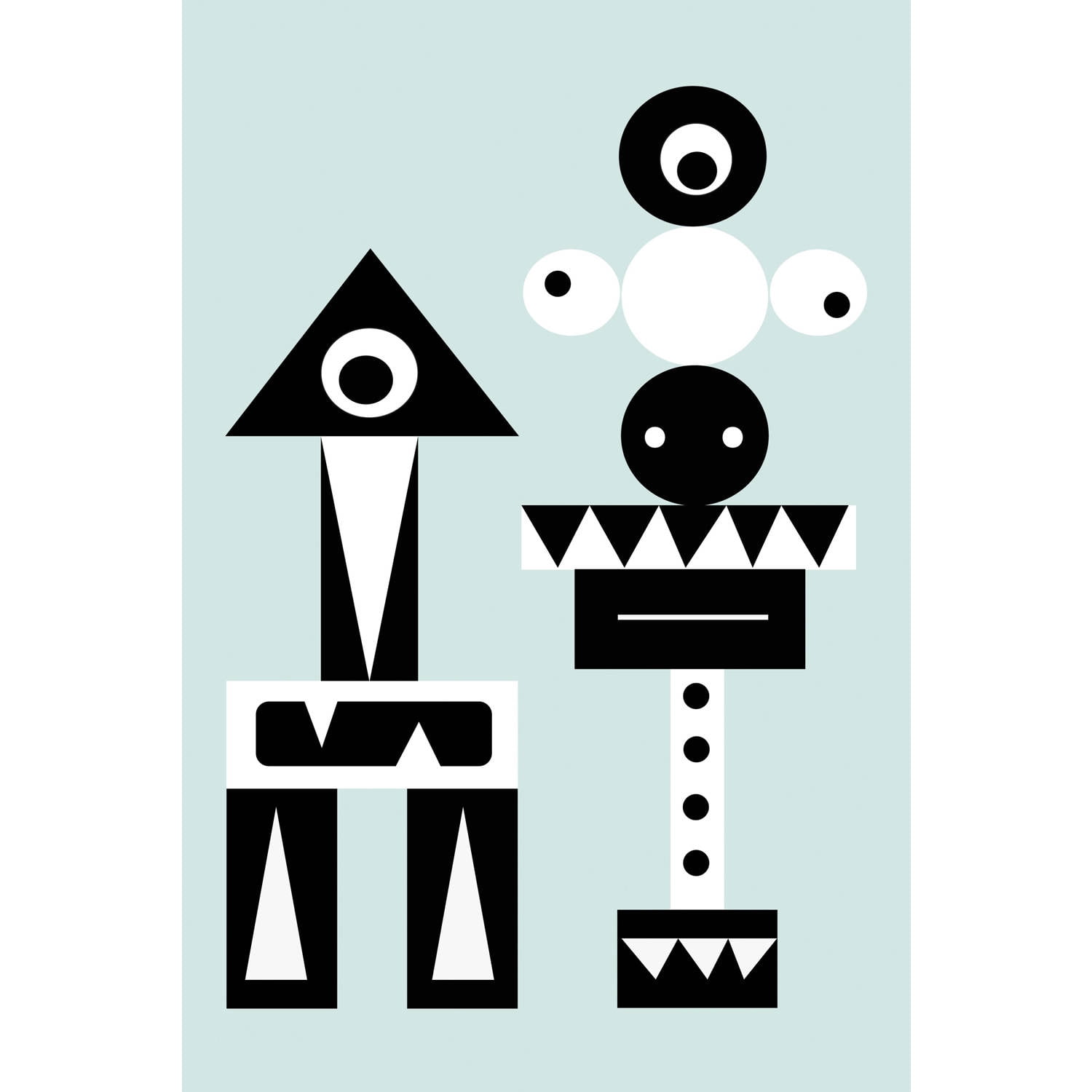 "One-Eyed Robots" Painting Print on Wrapped Canvas