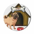 thumbnail image 1 of Pug Mouse Pad for Computers, Dog House with a Pug in Front and a Its Food Cartoon Style Image Fun, Round Non-Slip Thick Rubber Modern Gaming Mousepad, 8" Round, Pale Coffee Sand Brown, by Ambesonne, 1 of 2