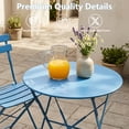 thumbnail image 3 of Yardgrace 3-Piece Folding Steel Patio Bistro Set, 2 Chairs and Table, Peacock Blue, 3 of 8