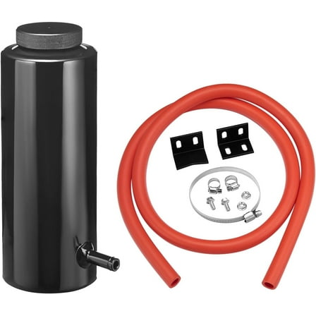 Universal Radiator Coolant Catch Tank Overflow Reservoir 800ml Black Aluminum