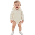 thumbnail image 2 of Baby Rompers Long Sleeve Boys Girls Cotton Hooded Sweatshirt Beige 1-2Years, 2 of 5