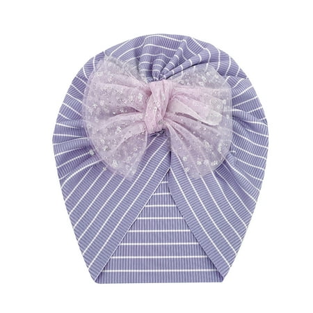 

Toddler Baby Boys Girls Stretch Striped Bow Breathable Hat Caps Headwear 3 Years Autumn Winter Warm Baseball Cap