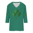 thumbnail image 4 of Odbmxy Womens Tshirts V-Neck 3/4 Sleeve St. Paddy's Day Womens Top Casual Holiday Tunic Shamrock Green Loose Shirts, 4 of 4