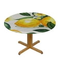 thumbnail image 3 of Nawypu  Round Fitted Tablecloth Lemon Flower Leaves Foral Table Cloth with Elastic Edged Waterproof Wipeable Round Table Cover for Patio Parties Outdoor Decor, 3 of 7
