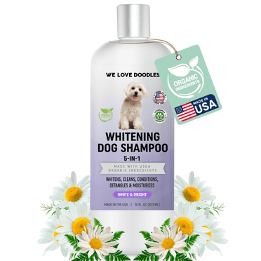Whitening Dog Shampoo | Clean Ingredients | Made in USA | Brightening Dogs Fur | White & Bright Hair | Removes Stains & Discoloration [We Love Doodles]