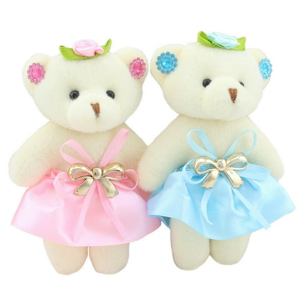 6pcs/lot Kawaii Small Teddy Bears Stuffed Plush 12CM Toy Mini cartoon bouquet Teddy-Bear wedding children toy phone key pendantSky Blue11cm-30cm He Qiyong unisex