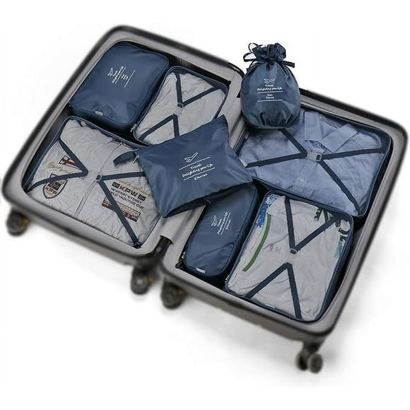 Weavehouse Cubos de equipaje de Viaje Juego de 8 Pzas, Organizadores de Equipaje con Bolsa para Zapatos y Bolsa de Artículos de Tocador