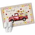 thumbnail image 2 of Rectangle Area Rug 2x3ft, Red Truck Garden Flower Ladybird Non-Shedding Washable Area Rug, Daisy Floral Retro Linen Non Slip Low-Profile Rugs for Living Room, Bedroom Dining Room, 2 of 9