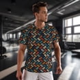 thumbnail image 3 of Wukai Retro Tape Print Men's Short-Sleeved Mesh T-Shirt,Quick-Dry Short Sleeve Workout T-Shirt-3X-Large, 3 of 8