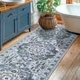 thumbnail image 6 of Sonoro Kate 2x10 Area Rugs for Living Room Bedroom, Non Slip Boho Machine Washable Indoor Floor Carpet, Blue-Gray, 6 of 7