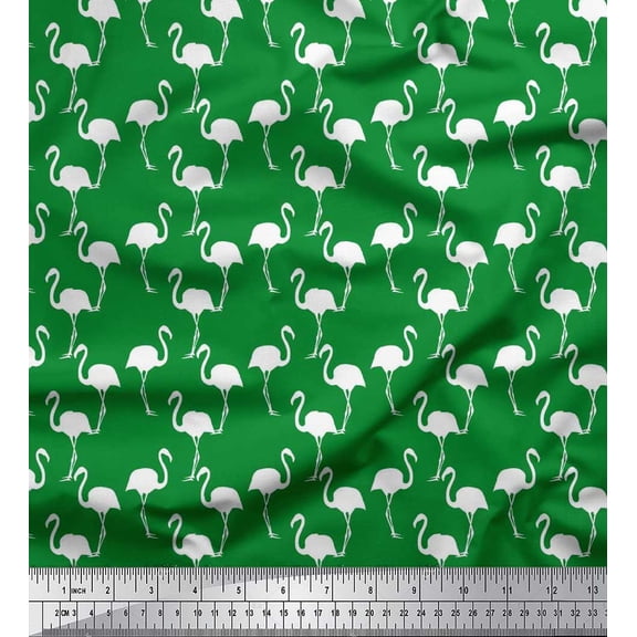 Soimoi Cotton Duck Fabric Flamingo Bird Printed Fabric 1 Yard 42 Inch Wide