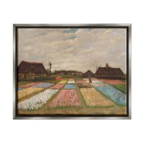 Flower Beds In Holland Van Gogh Landscape Landscape Painting Luster Gray Framed Art Print Wall Art
