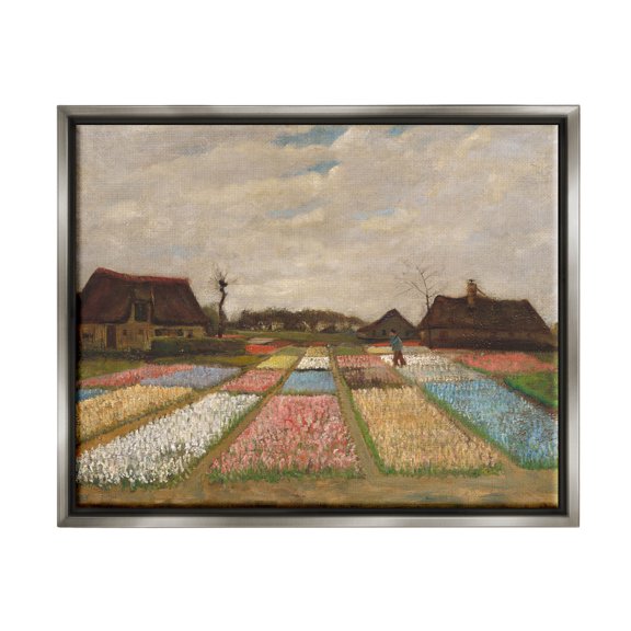 Flower Beds In Holland Van Gogh Landscape Landscape Painting Luster Gray Framed Art Print Wall Art