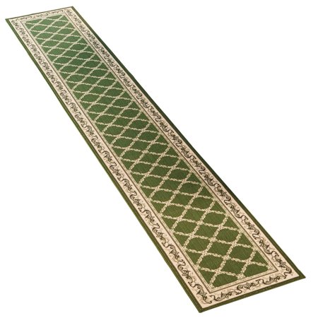 Lattice Design Extra Long Hallway Runner Rug With Skid Resistant Backing 20 X 90 Green