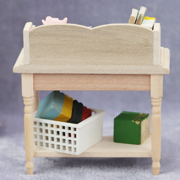 KALLORY Dollhouse Desk Tiny Furniture 8.3X3.4In Wooden Mini House Simulation for DIY Enthusiasts 1Pack