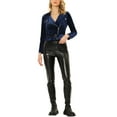 thumbnail image 2 of MODA NOVA Junior's Moto Biker Velvet Notched Collar Outerwear Jacket, 2 of 5